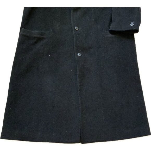 Wool Blend long overcoat Black mens Large? Pockets Lined Short Tailor Made in US - Picture 5 of 16